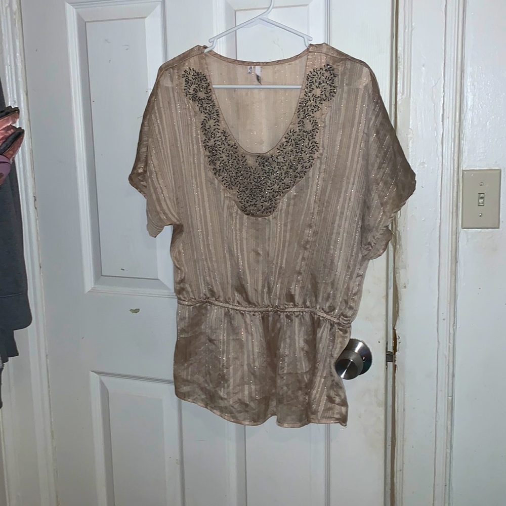 Gold sequence v-neck dressy shirt